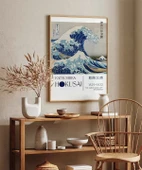 Çerçevesiz Poster Hokusai Kanagawa Açıklarında Büyük Dalga thumbnail 5
