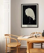 Çerçevesiz Poster Ohara Koson Yağmurda Ak Balıkçıl thumbnail 3