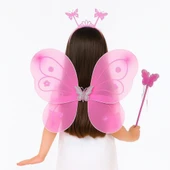 Nessiworld Toz Pembe Renk Kelebek Kanadı Tacı ve Sopası 50x37 cm thumbnail 5