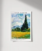 Vincent Van Gog Eygalières Yakınlarında, Haut Galline'de Servi Ağaçlı Buğday Çerçevesiz Poster Tarlası thumbnail 1