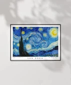 Çerçevesiz Poster Vincent Van Gogh Yıldızlı Gece thumbnail 2