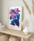 Çerçevesiz Poster Mavi Yaprak Pembe Çiçek thumbnail 6