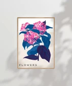 Çerçevesiz Poster Mavi Yaprak Pembe Çiçek thumbnail 8