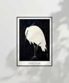 Çerçevesiz Poster Ohara Koson Yağmurda Ak Balıkçıl thumbnail 2