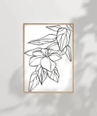 Çerçevesiz Poster El Çizimi Çiçek ve Yaprak Motifli Minimalist thumbnail 6