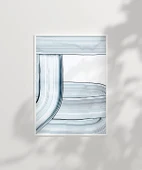 Çerçevesiz Poster Soyut Mavi Çizgiler Minimalist thumbnail 2