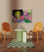 Çerçevesiz Poster Renkli Çiçekler ve Yüzler thumbnail 3