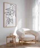 Çerçevesiz Poster El Çizimi Çiçek ve Yaprak Motifli Minimalist thumbnail 4