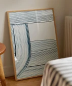 Çerçevesiz Poster Soyut Mavi Çizgiler Minimalist thumbnail 5