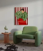 Çerçevesiz Poster Kırmızı Çizgilerde Yeşil Kadın thumbnail 5