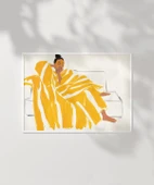 Çerçevesiz Poster Sarı Battaniyede Dinleniş thumbnail 2