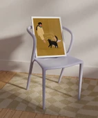 Çerçevesiz Poster Kedi ve Kadın İllüstrasyon thumbnail 3