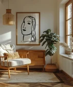 Çerçevesiz Poster El Çizimi Yüz Figürü Grafik thumbnail 5