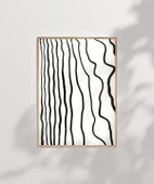 Çerçevesiz Poster Soyut Siyah-Beyaz Çizgisel thumbnail 6