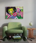 Çerçevesiz Poster Renkli Çiçekler ve Yüzler thumbnail 4