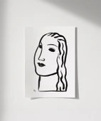 Çerçevesiz Poster El Çizimi Yüz Figürü Grafik thumbnail 1