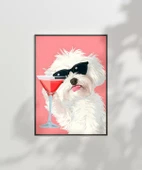 Çerçevesiz Poster Cool Köpek ve Kokteyl thumbnail 6
