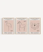 Çerçevesiz Poster Picasso Tarzı Hayvan Çizimleri 3'lü thumbnail 6
