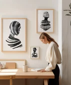 Çerçevesiz Poster Soyut İnsan Silüetleri 3'lü thumbnail 3