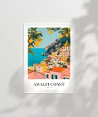 Çerçevesiz Poster Amalfi Sahili Sanatsal Duvar thumbnail 2