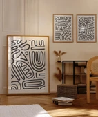 Çerçevesiz Poster Monokrom Soyut Desenler 3'lü thumbnail 4