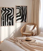 Çerçevesiz Poster Monokrom Zebra Çizgileri 2'li thumbnail 4