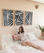 Çerçevesiz Poster Geometrik Siyah-Beyaz Çizgiler 3'lü thumbnail 4