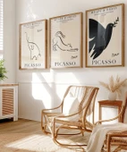 Çerçevesiz Poster Picasso Minimal Çizgi Sanatı 3'lü - 5