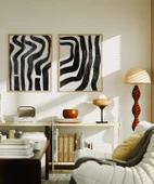Çerçevesiz Poster Monokrom Zebra Çizgileri 2'li thumbnail 3