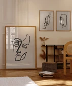 Çerçevesiz Poster Soyut Yüz Çizgileri 3'lü thumbnail 4