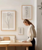 Çerçevesiz Poster Sade Çiçek Sanatı 3'lü thumbnail 3