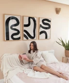 Çerçevesiz Poster Organik Akış Soyut Sanatı Triptik 3'lü thumbnail 4