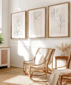 Çerçevesiz Poster eyaz Çerçeveli Minimal Çizgi Sanatı 3'lü thumbnail 5