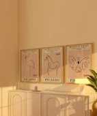 Çerçevesiz Poster Picasso Tarzı Hayvan Çizimleri 3'lü thumbnail 3
