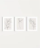 Çerçevesiz Poster eyaz Çerçeveli Minimal Çizgi Sanatı 3'lü thumbnail 2