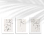 Çerçevesiz Poster eyaz Çerçeveli Minimal Çizgi Sanatı 3'lü thumbnail 1