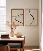 Çerçevesiz Poster Kıvrımlı Hatlar Modern 2'li thumbnail 3