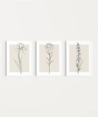 Çerçevesiz Poster Sade Çiçek Sanatı 3'lü thumbnail 2