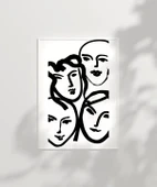 Çerçevesiz Poster Soyut Yüz Çizimleri Minimalist thumbnail 1