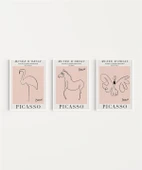 Çerçevesiz Poster Picasso Tarzı Hayvan Çizimleri 3'lü thumbnail 2