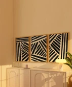 Çerçevesiz Poster Geometrik Siyah-Beyaz Çizgiler 3'lü thumbnail 3