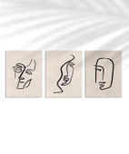 Çerçevesiz Poster Soyut Yüz Çizgileri 3'lü thumbnail 1