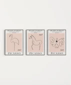 Çerçevesiz Poster Picasso Tarzı Hayvan Çizimleri 3'lü thumbnail 7