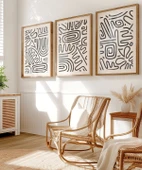 Çerçevesiz Poster Monokrom Soyut Desenler 3'lü thumbnail 5