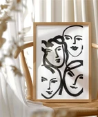 Çerçevesiz Poster Soyut Yüz Çizimleri Minimalist thumbnail 3