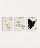 Çerçevesiz Poster Picasso Minimal Çizgi Sanatı 3'lü - 2