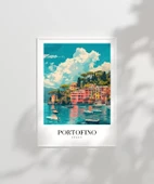 Çerçevesiz Poster Portofino'nun Renkli Kıyıları thumbnail 2