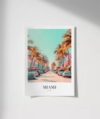 Çerçevesiz Poster Miami Sokak Manzarası thumbnail 1