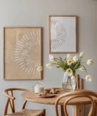 Çerçevesiz Poster Rustik Doku ve Soyut Çizgi 2'li thumbnail 4