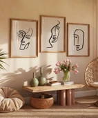 Çerçevesiz Poster Soyut Yüz Çizgileri 3'lü thumbnail 5